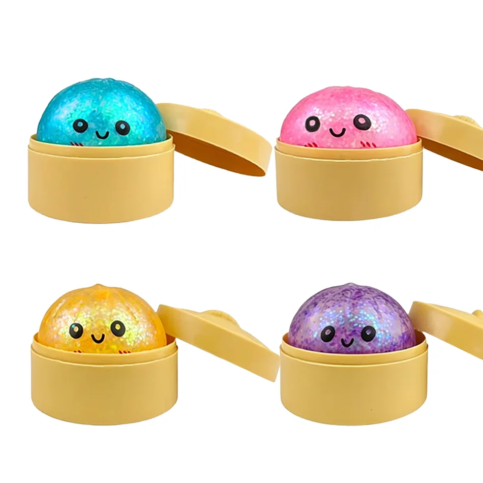 New Glitter Dumpling Squishy Maltose Series with Box Dumplings Sensory Squeeze Toy for Stress Relief Random Color