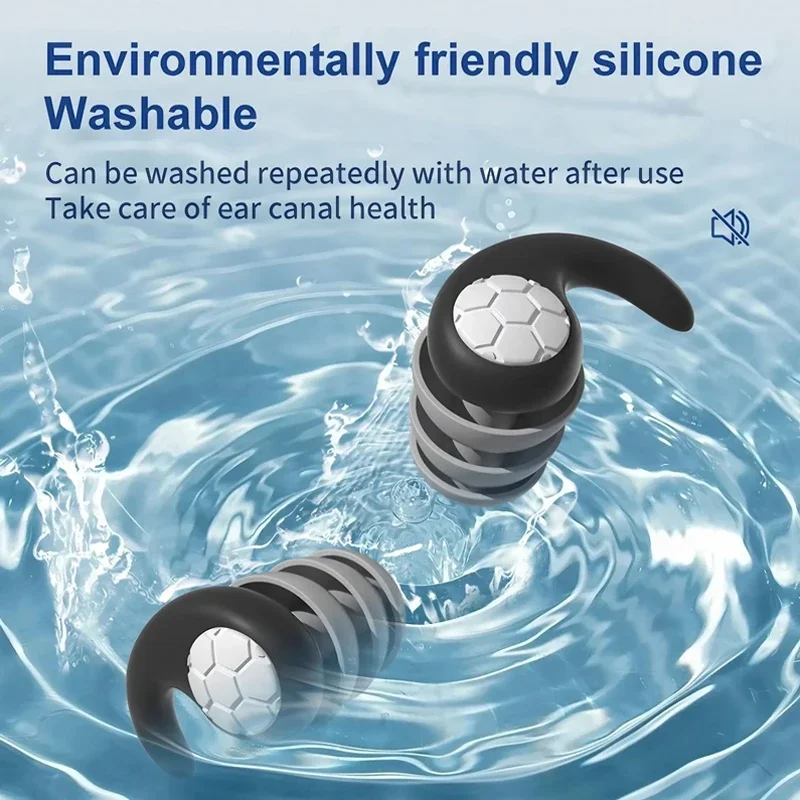 Tapones para los oídos de silicona suave, 1 par, cancelación de ruido, impermeables, cómodos para dormir, nadar, accesorio de protección ambiental silencioso