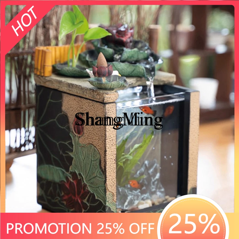 

SM tea table small fish tank landscaping desk flowing water ornament circulating water office creative micro landscape