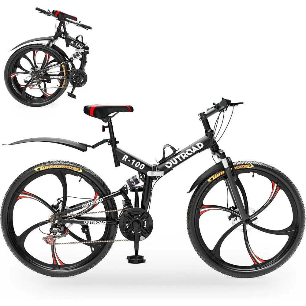 

26 21-Speed Full Suspension Mountain Bike, High-Carbon Steel Frame, Dual Disc Brakes, Suitable for Adults, Multi-Color Options