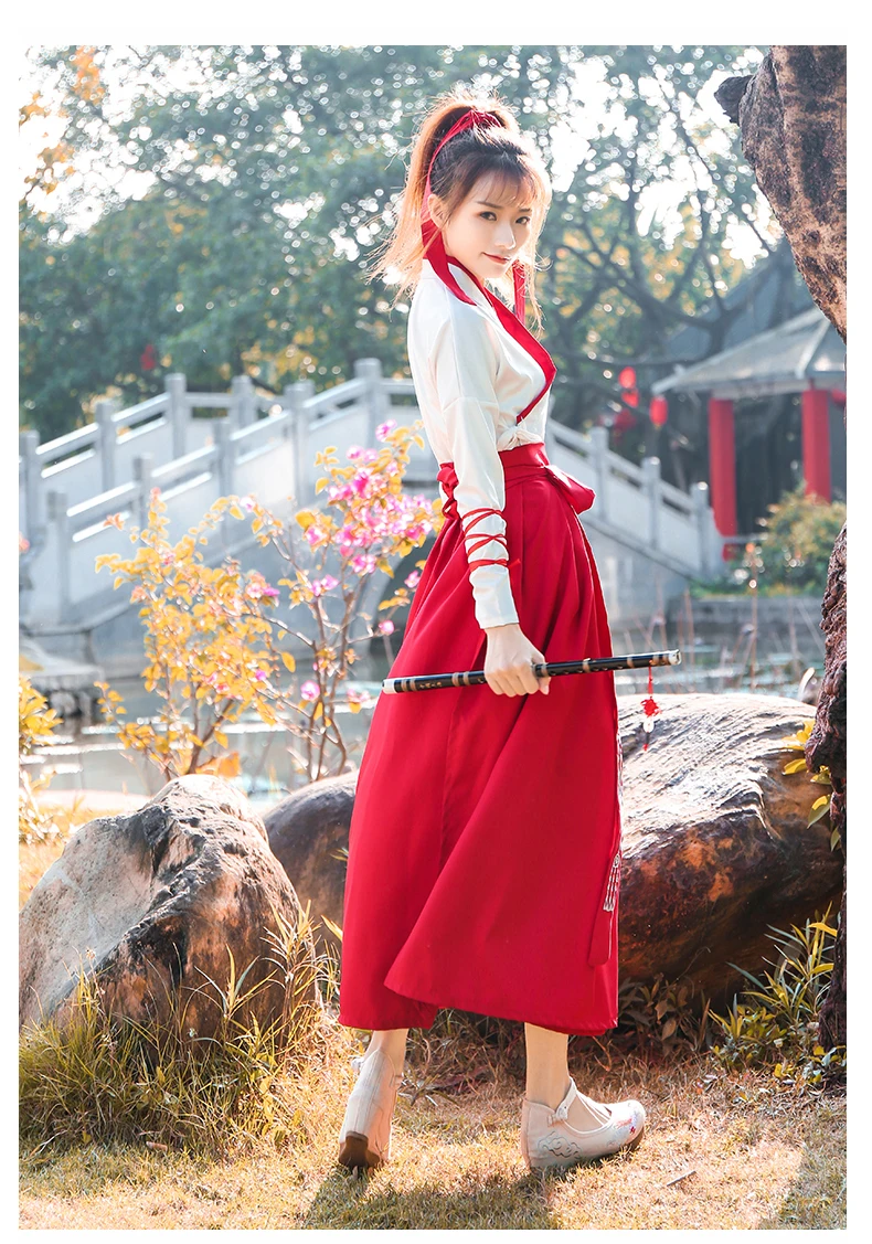 Tang Dynasty clothing Women's ancient clothing Chinese style cross collar traditional suit Wuxia style long daily skirt