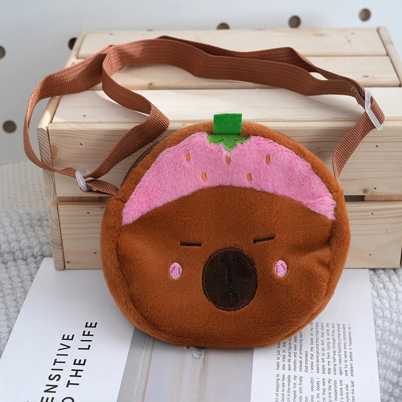 Cartoon Cute Plush Capibara Capybara Large Capacity Crossbody Coin Purse Storage Bag