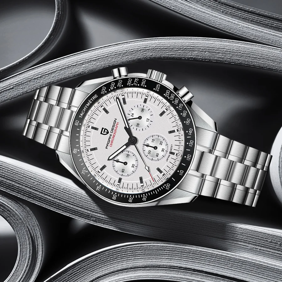 Reloj de cuarzo de lujo PAGANI DESIGN New Moon para hombre, cronógrafo deportivo, cristal de zafiro AR, luminoso, reloj de pulsera informal para hombre