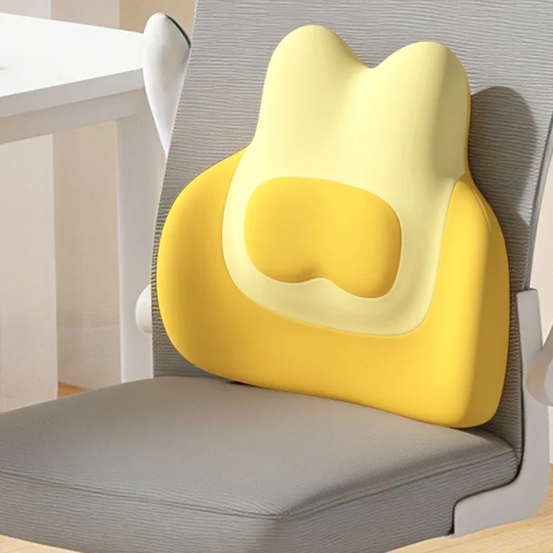 Two-Color Office Backrest Cushion with Strap Multipurpose Ergonomic Seat Pad for Lumbar Support Slow Rebound Sedentary Artifact