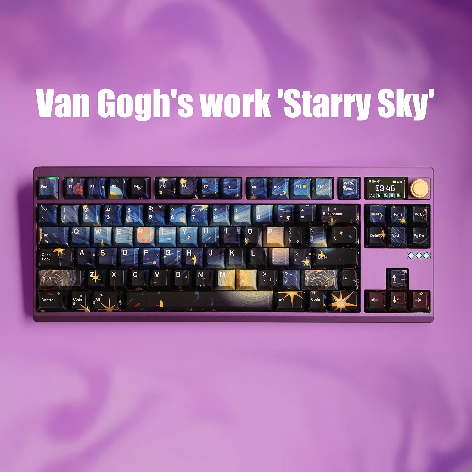 

Van Gogh Starry Sky Highlight Edition, Blue PBT Sublimation Original Factory 68 980 75 87 104 Keycaps