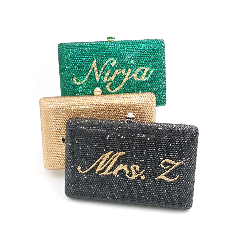 

Special customization name Ladies luxuries design Bridal wedding party purses women evening party diamonds crystal clutches