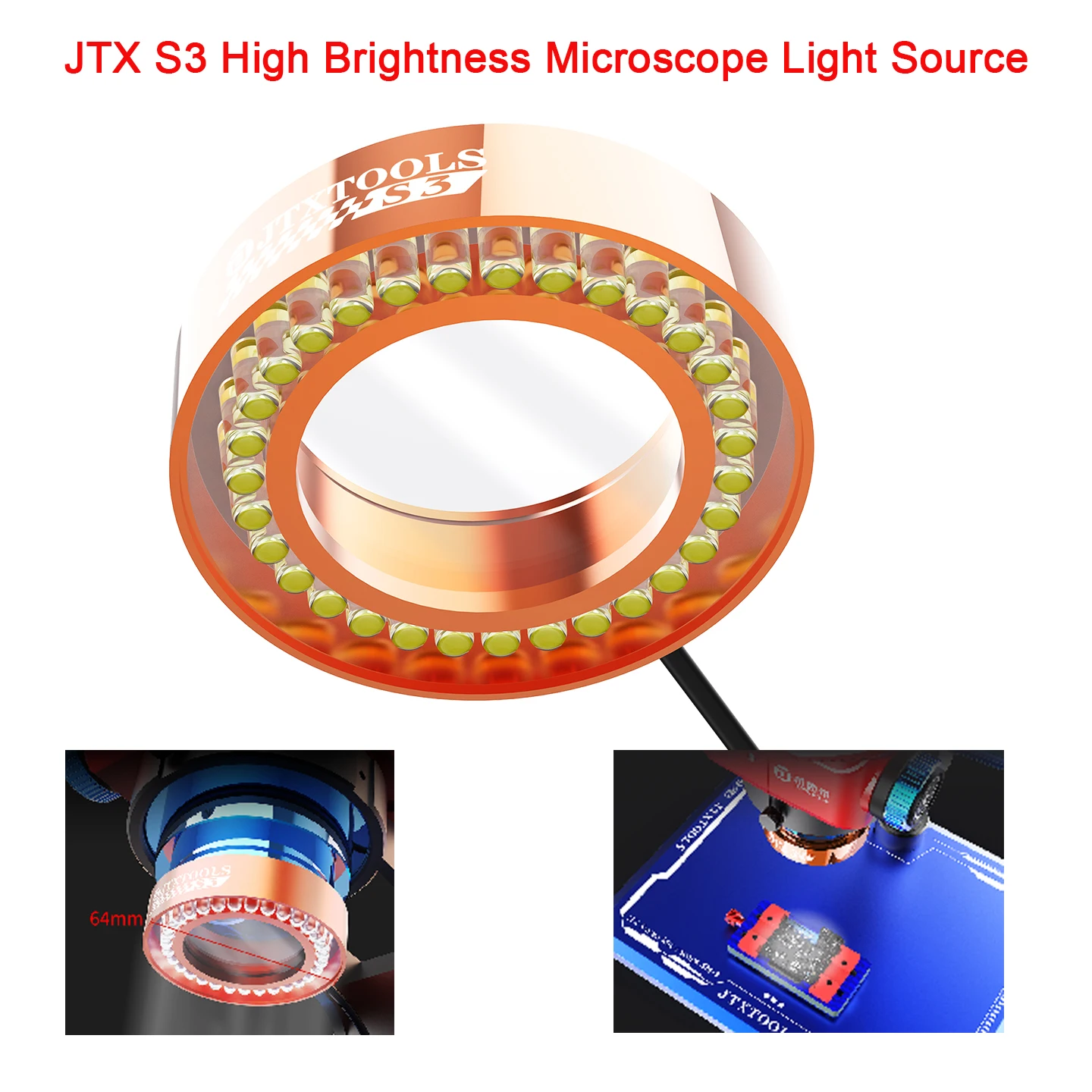 JTX S3 مجهر عالي السطوع مصدر الضوء مجاهر ستيريو الغبار والزيت منع الدخان الإضاءة المساعدة #1