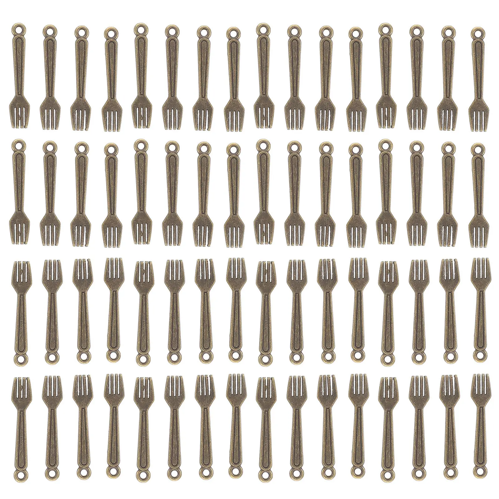 

100 шт. милых миниатюрных подвесок-столовых приборов из цинкового сплава, винтажные вилки-шармы для изготовления ювелирных изделий, поделок своими руками, ожерелий, браслетов, маленькие шармы