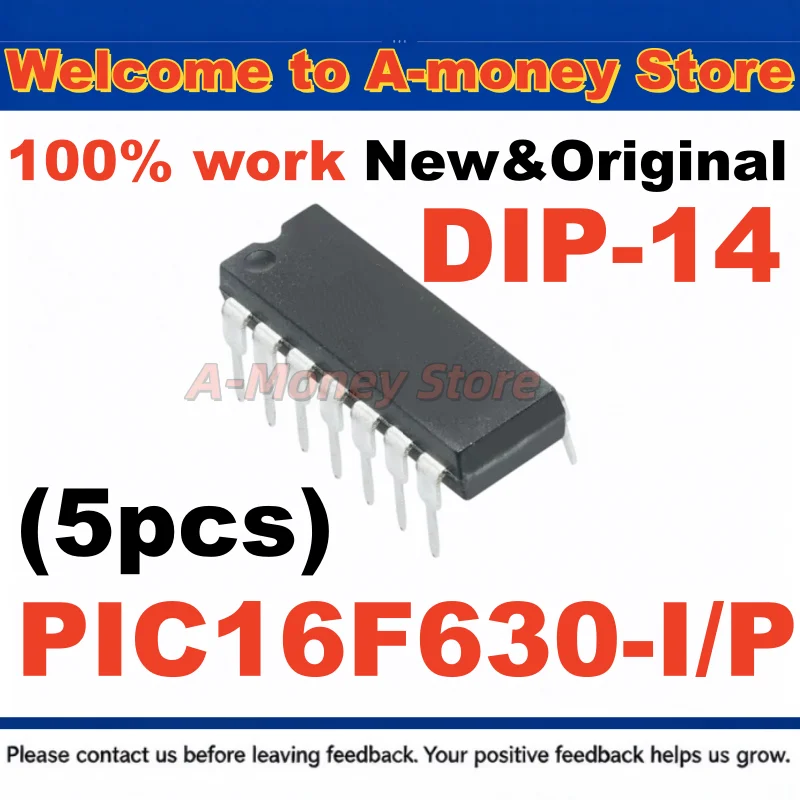 (5Pcs) PIC16F630-I/P PIC16F630-IP PIC16F630-I PIC16F630 DIP-14