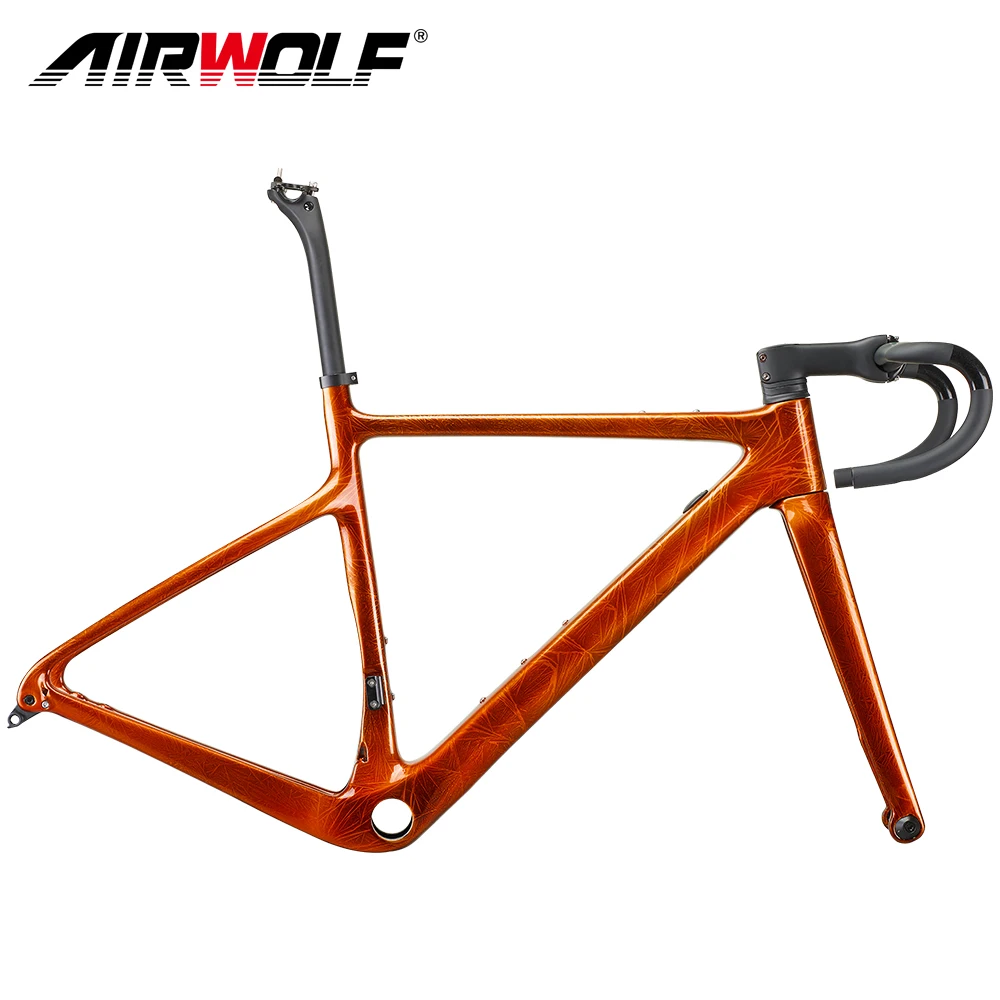 Airwolf Carbon Gravel Frame 700*40C Disc Brake A5 Gravel Frameset 700C Full Carbon Cyclocross Frame Full Hidden Cable Bike Frame