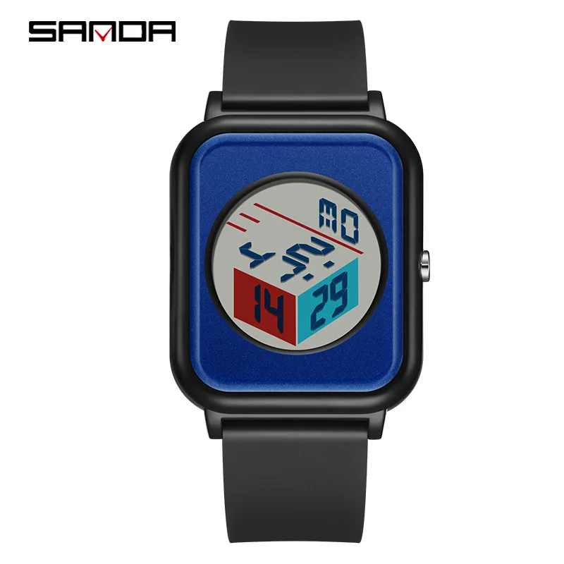 Sanda 6134 Jam Tangan elektronik นักเรียนสุดสร้างสรรค์นาฬิกาข้อมือสายซิลิโคนโครโนกราฟเรืองแสงสำหรับเด็กผู้ชายเด็กผู้หญิงของขวัญ