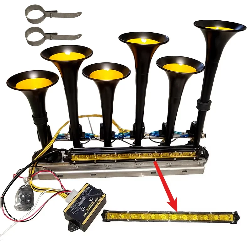 125DB LED 12/24V 36-tone 6-Buis Modificatie Vrachtwagen Trein Trailer Luide Elektrische Hoorn magneetventiel Luidspreker Sirene Luchthoorn