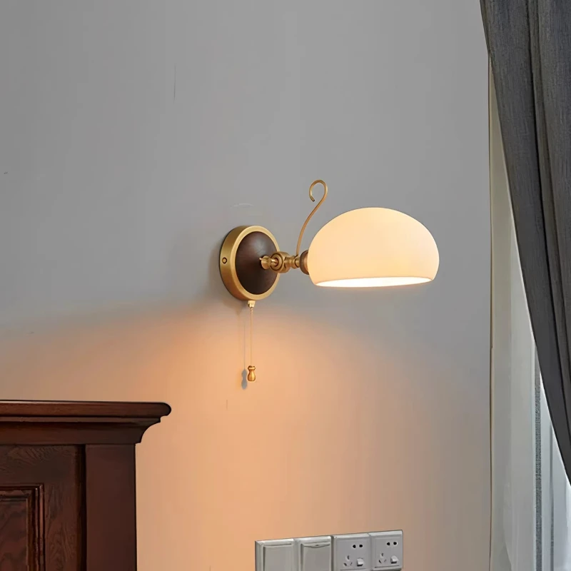 Middle Ancient Style Luxury Ceramics Bedroom Wall Lamp Living Room Bedside Study Corridor All Copper American Retro Wall Lights