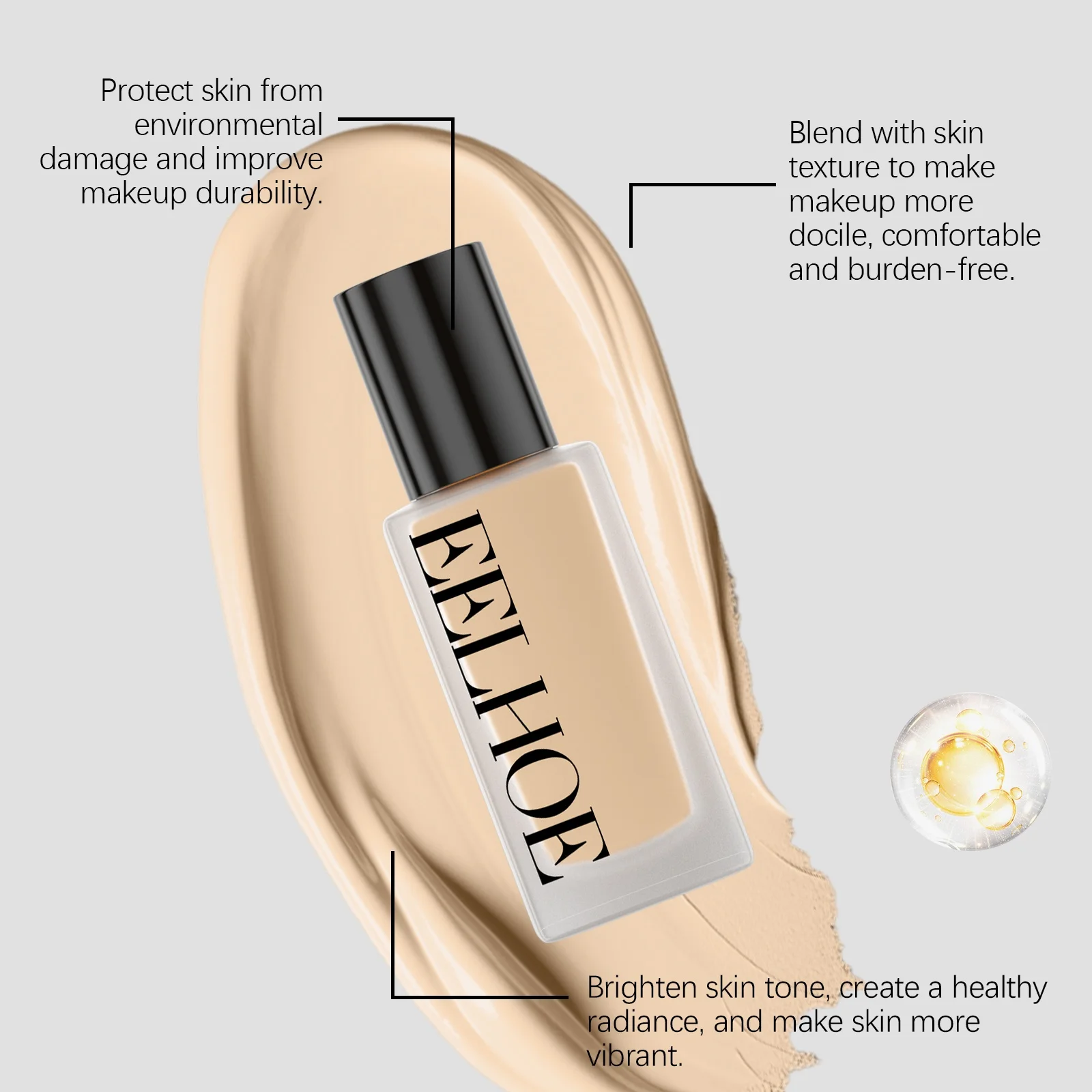 كريم أساس سائل عاجي أبيض غير لامع لا تشوبه شائبة يرطبًا وخفيفًا ويطبق على كريم الأساس السائل للمكياج بقاعدة كونسيلر البشرة