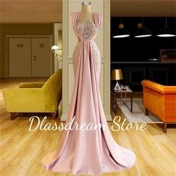 Gorgeous Pink Prom Dresses Sequined Sleeveless Custom Floor Length Women Luxury Vestidos De Fiesta Elegantes 2024 فساتين طويلة