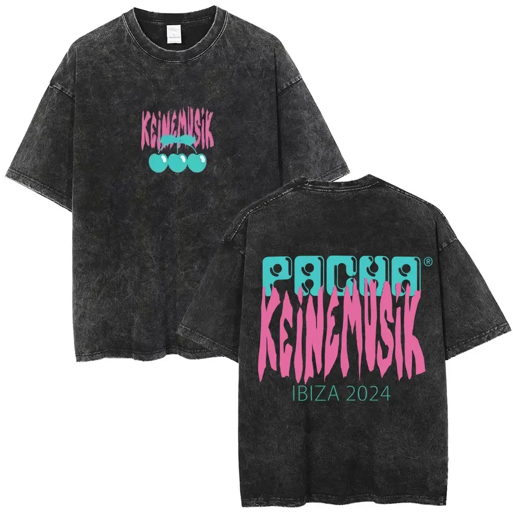 

Vintage Washed Summer Keinemusik X Pacha T-shirt Men Women Hip Hop Retro Harajuku T Shirts Men's Casual Cotton Tees Streetwear
