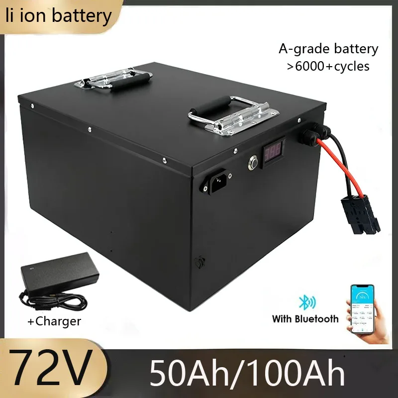 

Li Ion Battery Pack 50Ah 100Ah Built In Bluetooth BMS 72V Motorcycle Scooter Golf Cart Lithium Iron Phosphate Battery