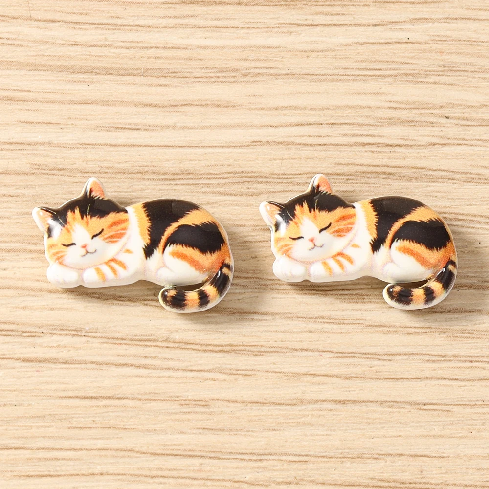 Tusember 5 Stück 15*19mm Niedliche Kawaii Keramik-Katzen-Anhänger Perlen für Schmuckherstellung Armbänder Halsketten DIY Mädchen Geschenke – Detail 18