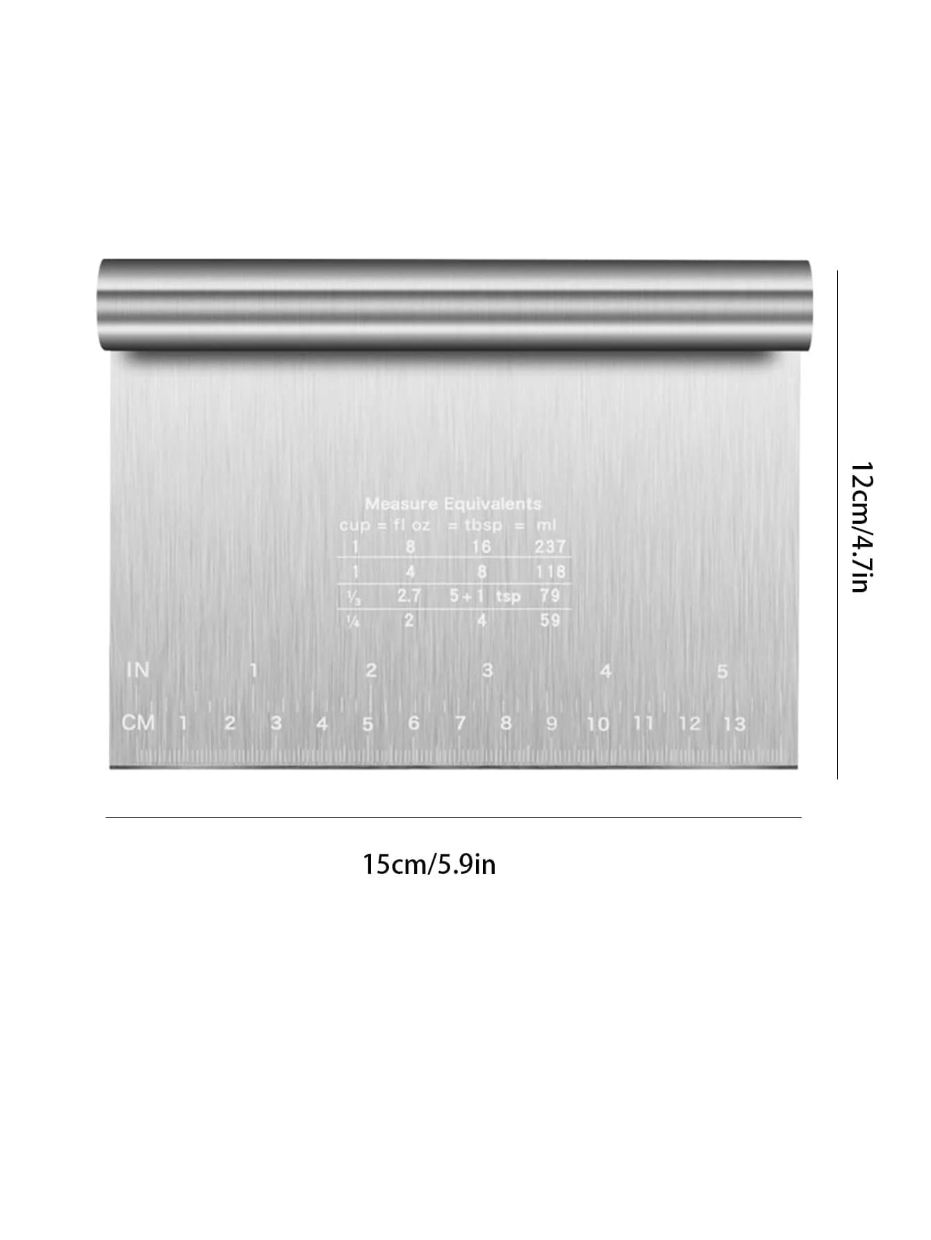 Dough Pastry Bench Cutter Scraper, Stainless Steel Pizza Cutter for Kitchen Baking, Dishwasher Safe, Anti-Wear Laser-Engraved