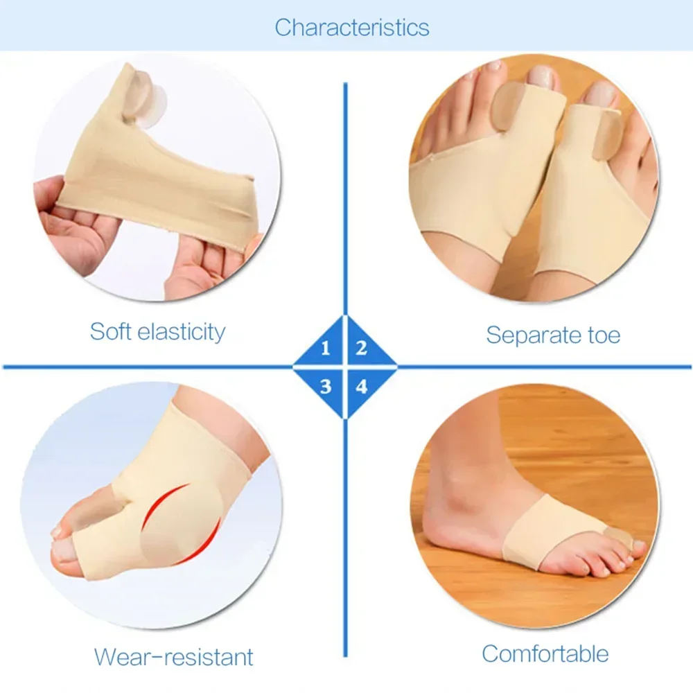 2Pcs Toe Separator Feet Bone Thumb Adjuster Hallux Valgus Bunion Corrector Orthotics Correction Pedicure Sock Straightener Tools