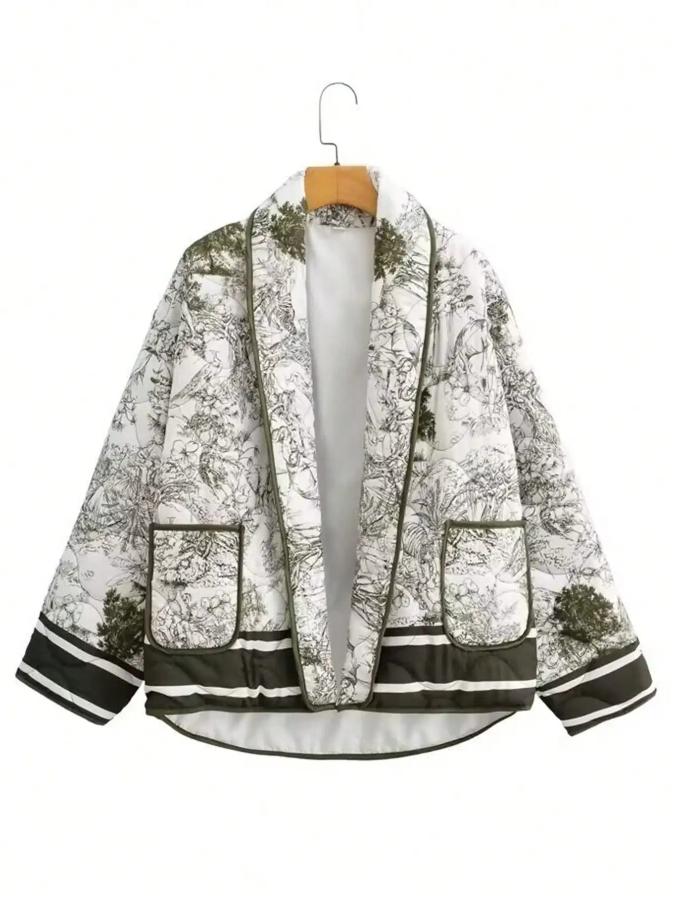 HH Elegante Damen Langarm-Oberbekleidung Büro Locker Sitzender Cardigan Mantel Wochenend-Vintage-Party Lässige Strand-Urlaub Bedruckte Jacke – Detail 2