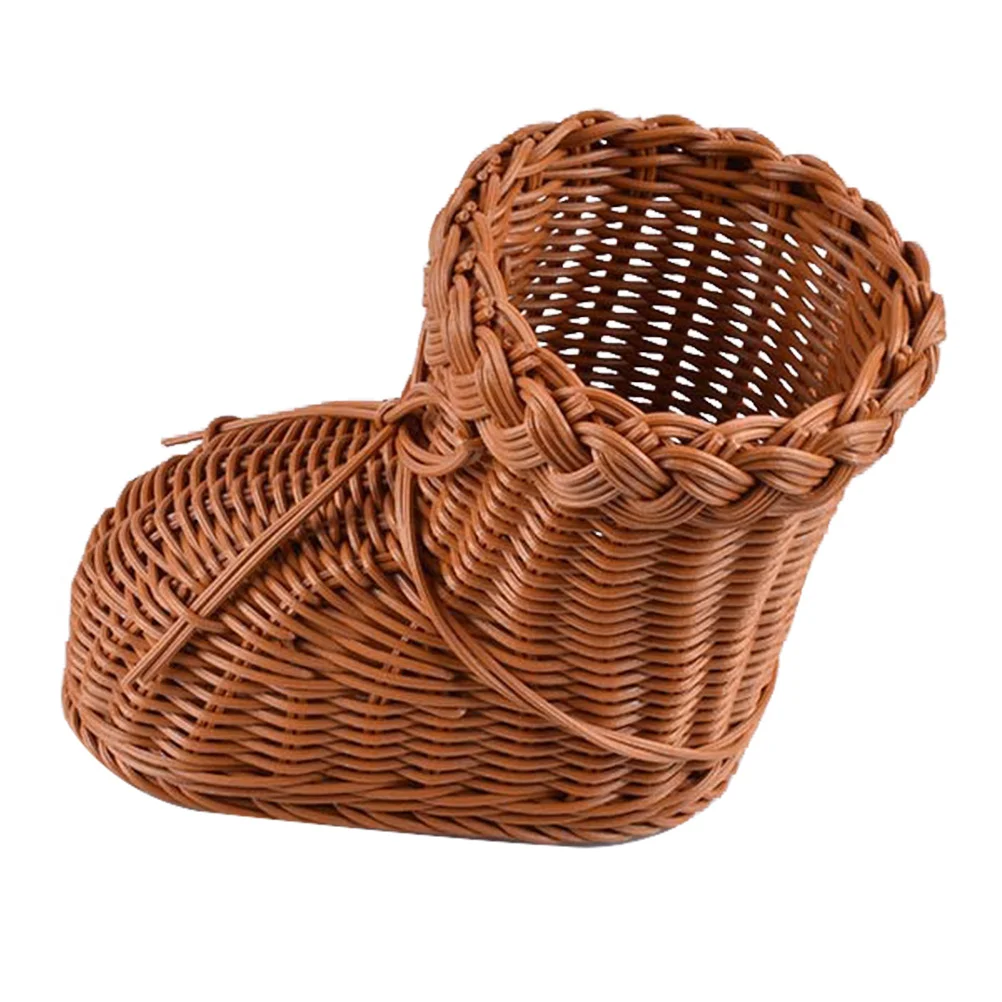 

1Pcs Woven Brown Storage Basket Handwoven Rattan Decorative Flower Container Christmas Decoration Storage Holder