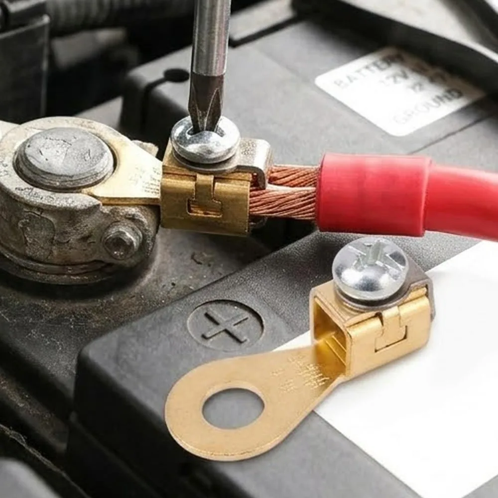 Autobatterie-Anschlussklemme, lötfreier Drahtverbinder, Schnellverschluss-Kupferkabelklemme für LKW, Motorrad, Boot, Fahrzeug, Stromkreisreparatur – Detail 3