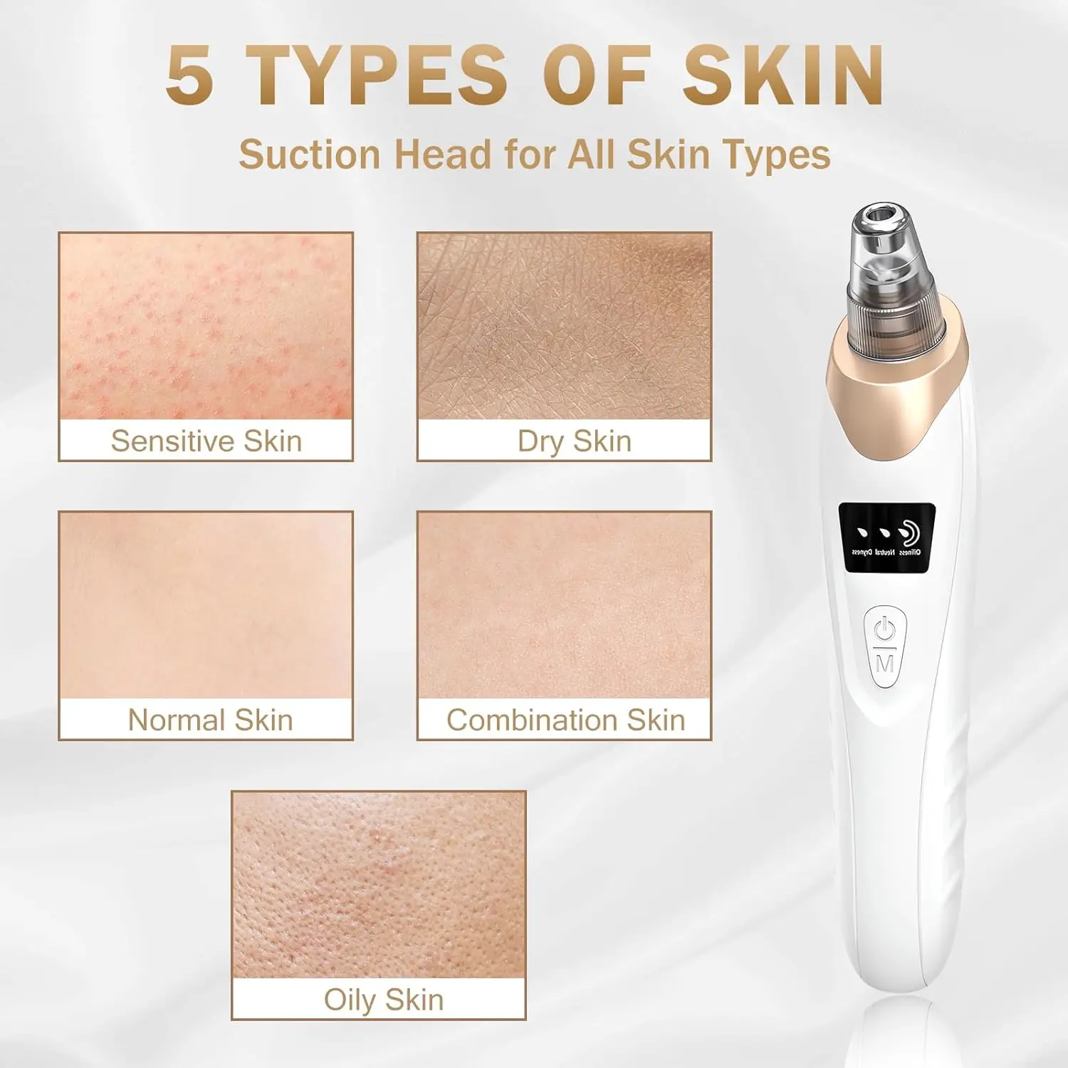 مكنسة كهربائية لإزالة الرؤوس السوداء لعام 2025، منظف مسام الوجه - 5 قوة شفط، 5 مجسات، مجموعة مكنسة الرؤوس السوداء القابلة لإعادة الشحن عبر USB كهربائية أ