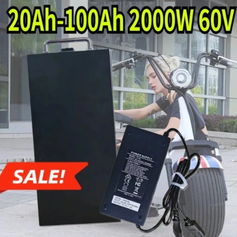 

20Ah-100Ah 2000W 60V Electric vehicle lithium battery for Harley two wheel foldable Citycoco electric scooter Free charger