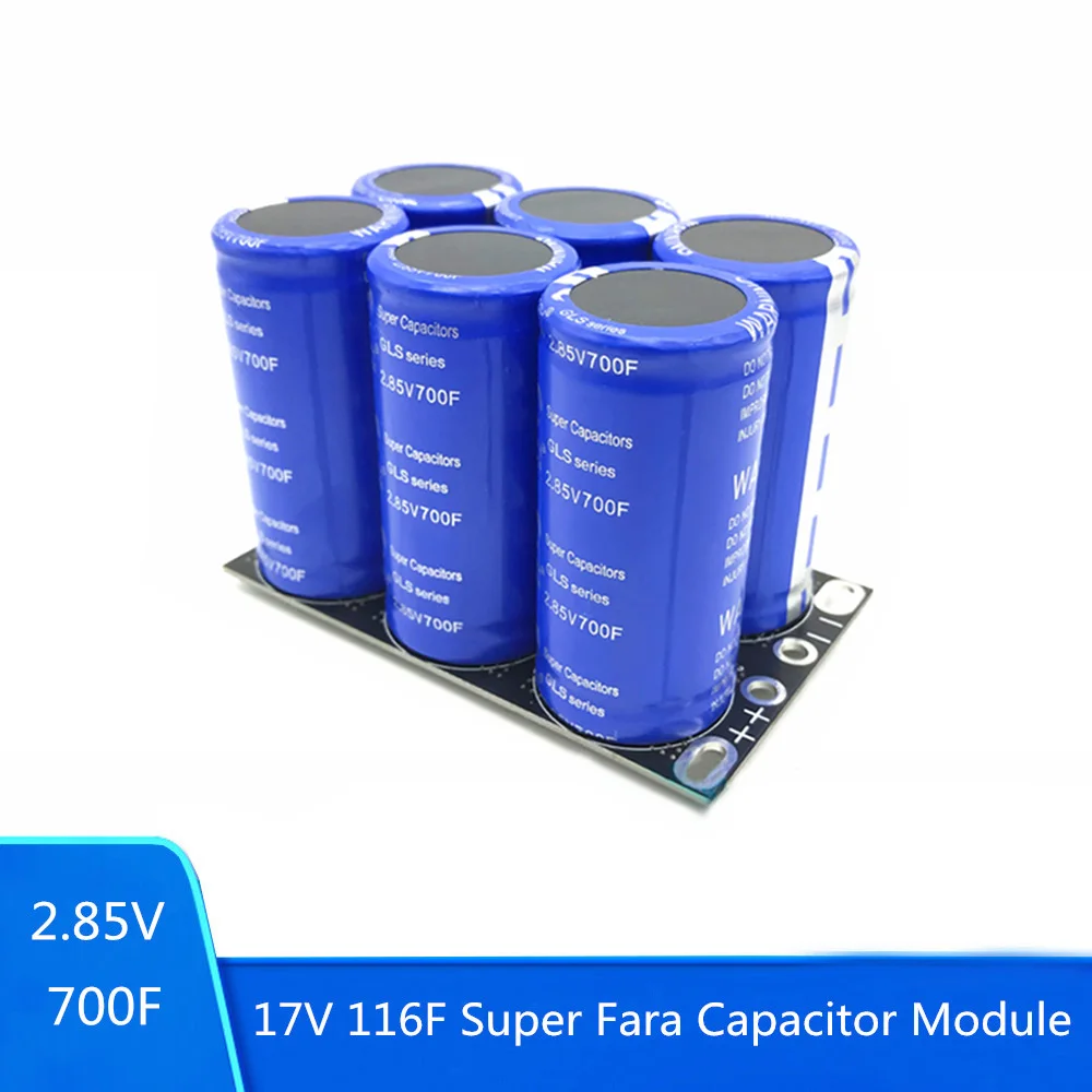 17V 116F Double Row Farad Capacitor Super Capacitor 2.85V 700F Automotive Super Farad Capacitor with Protective Board 6PCS 1Set