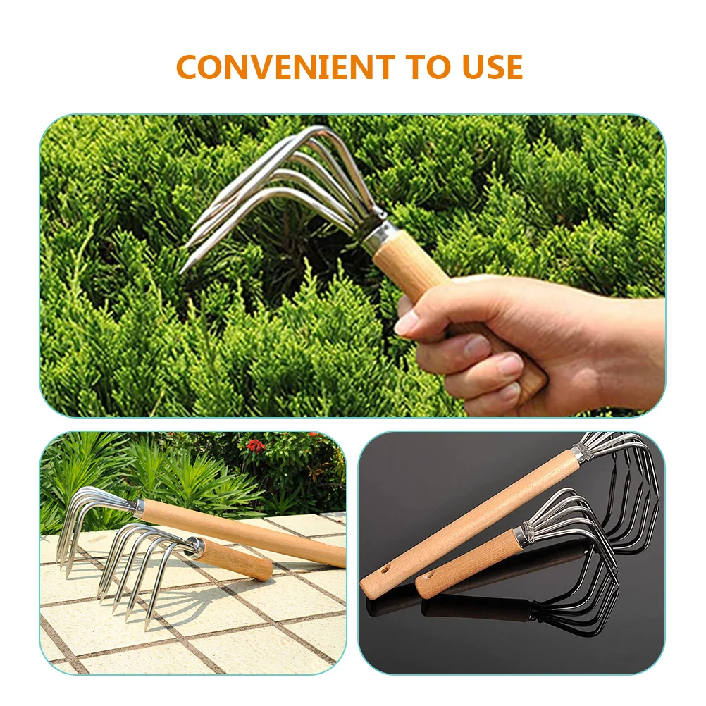 

Beach Rake Sand Digging Tools Rakes for Loosening Dirt Mini Crab Shelling Wooden