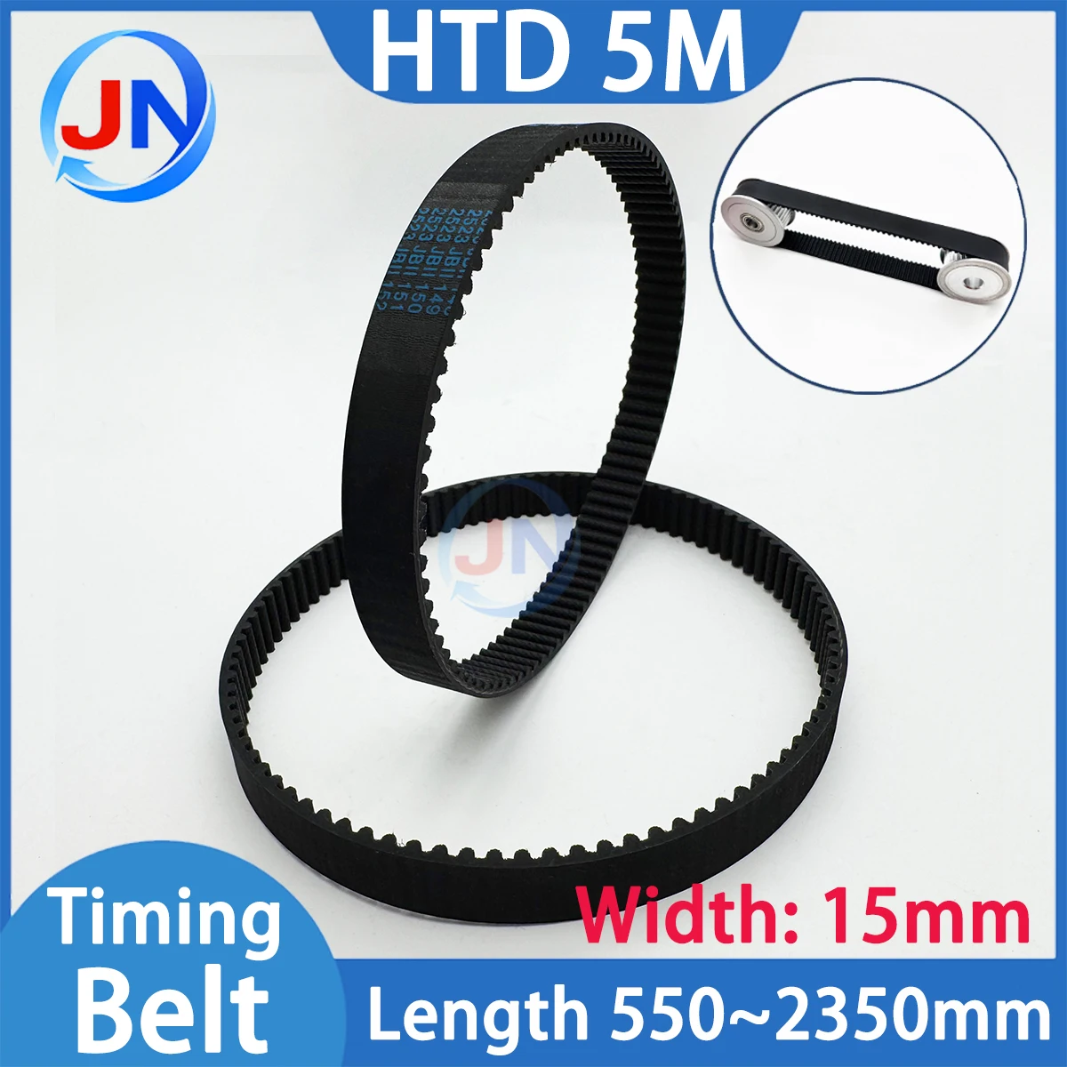 HTD5M Timing Belt Closed Loop  HTD5M Rubber Synchronous Belt Width15mm Length 550 595 655 700 750 800 900 1000 1400 2000 2350mm