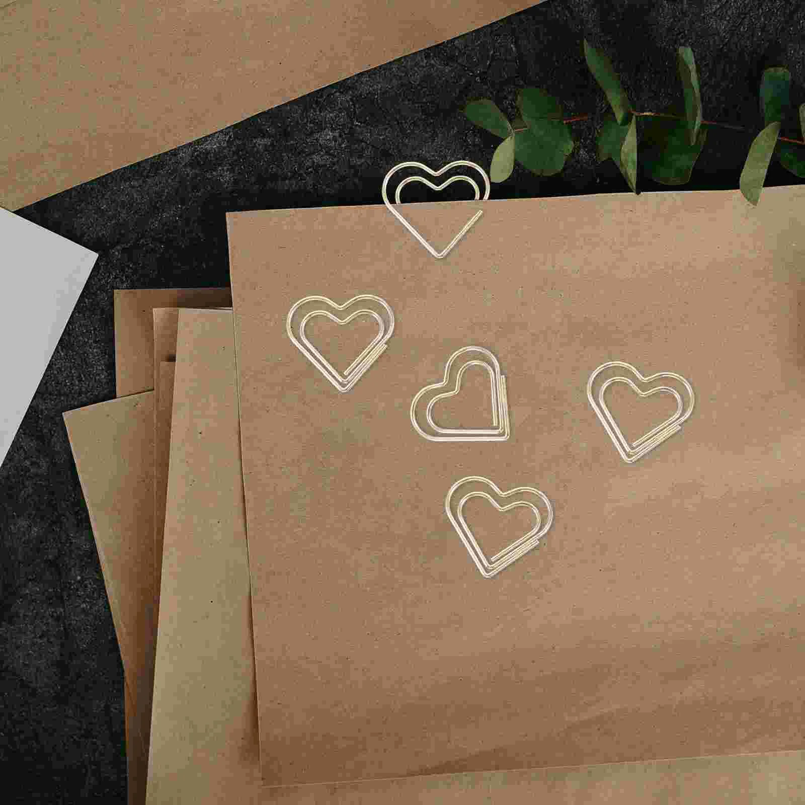 50 Pcs Cute Heart-shaped Bookmarks Decorative Paper Clip Paperclips Decorative for File Metal