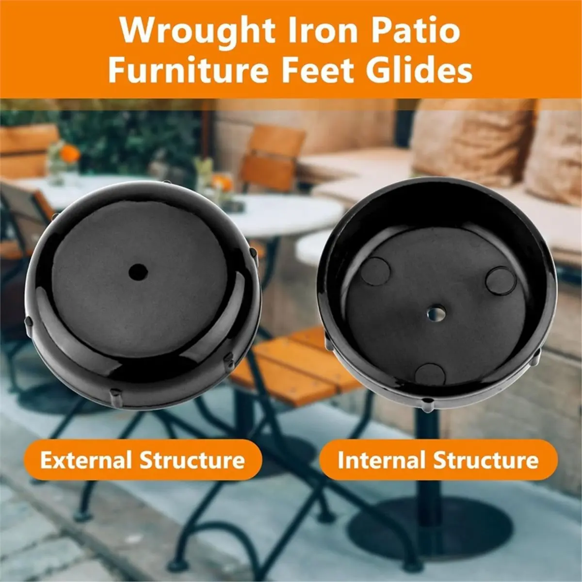 36pcs 1-1/2 Inch Wrought Iron Patio Furniture Feet Caps Outdoor Patio Chair Leg Caps Floor Protecting Replacement
