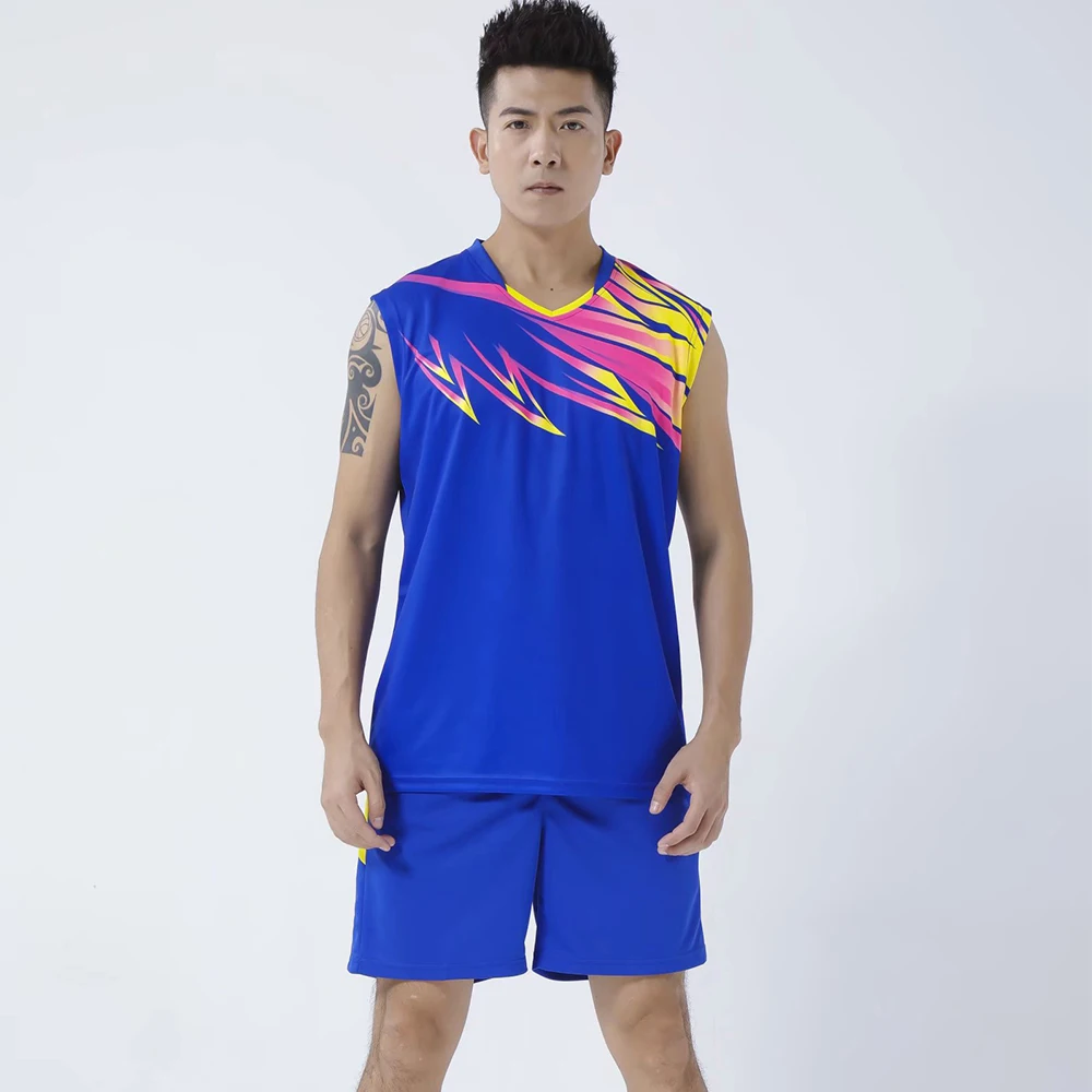 Men Volleyball Uniform Clothes Sets 2023 Summer Hot Sell Quick Dry Man 2 Piece Badninton Tennis Ping Pong Jersey Workout Suit