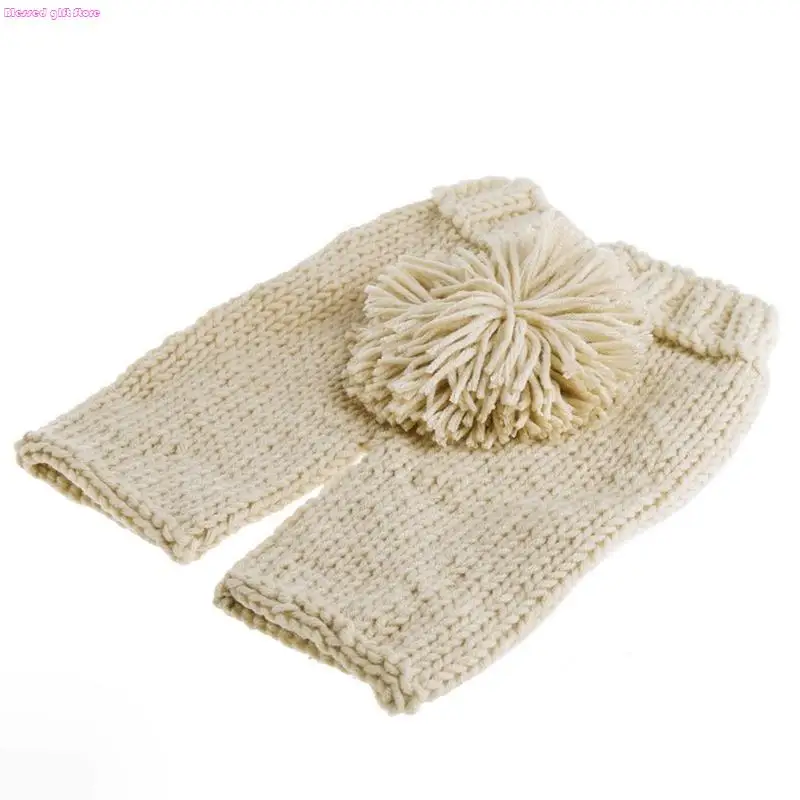 D0JC Baby Photo Props Hat & Pants Handcrochet Infant Rabbit Costume Photoshoot Props