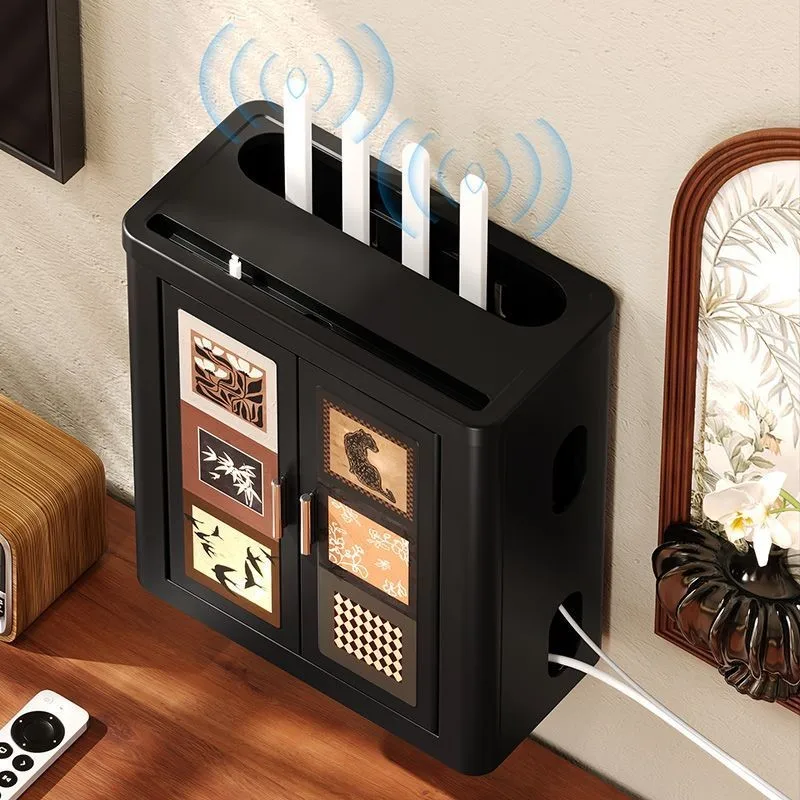 Plastic WiFi Storage Box Power Strip Broadband Modem Desktop Router Storage Box Organizing Cable Router Storage ZG475