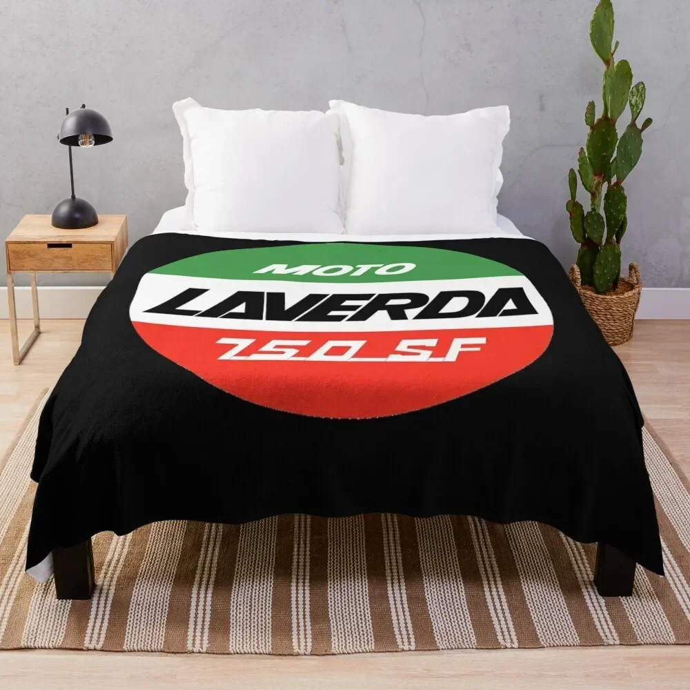 Moto Laverda 750 SF Special Logo Throw Blanket Plaid on the sofa blankets ands Blankets