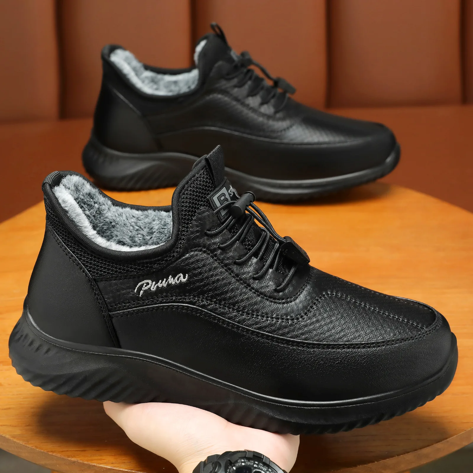 Cotton shoes for men in winter 2025 with added velvet and thickened insulation Cotton shoes for men's casual wear