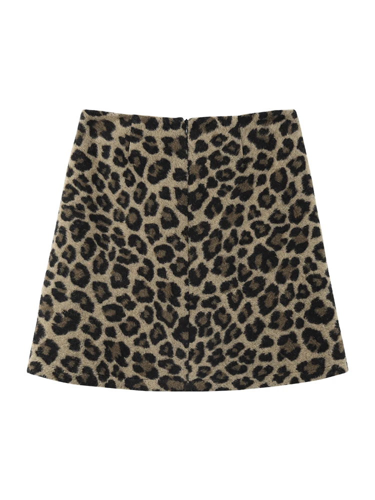 Damen-2025, Herbst-Winter-Minirock mit Leopardenmuster – hoch taillierter, schlankmachender, vielseitiger, figurbetonter Retro-Midirock in A-Linie