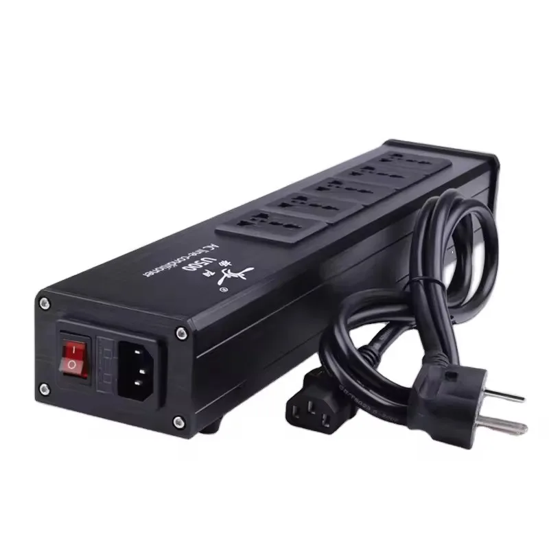 5-position Socket 15A 50-60KHz Hi-End Hifi Theater Audio AC Power Filter Audio Noise Power Conditioner Power Purifier
