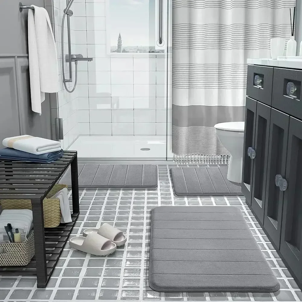 3 قطعة/المجموعة الحمام السجاد حصيرة الحمام ديكور المنزل 19x46 بوصة اضافية لينة ماصة عدم الانزلاق حمام الحصير دش سجادة أرضيات