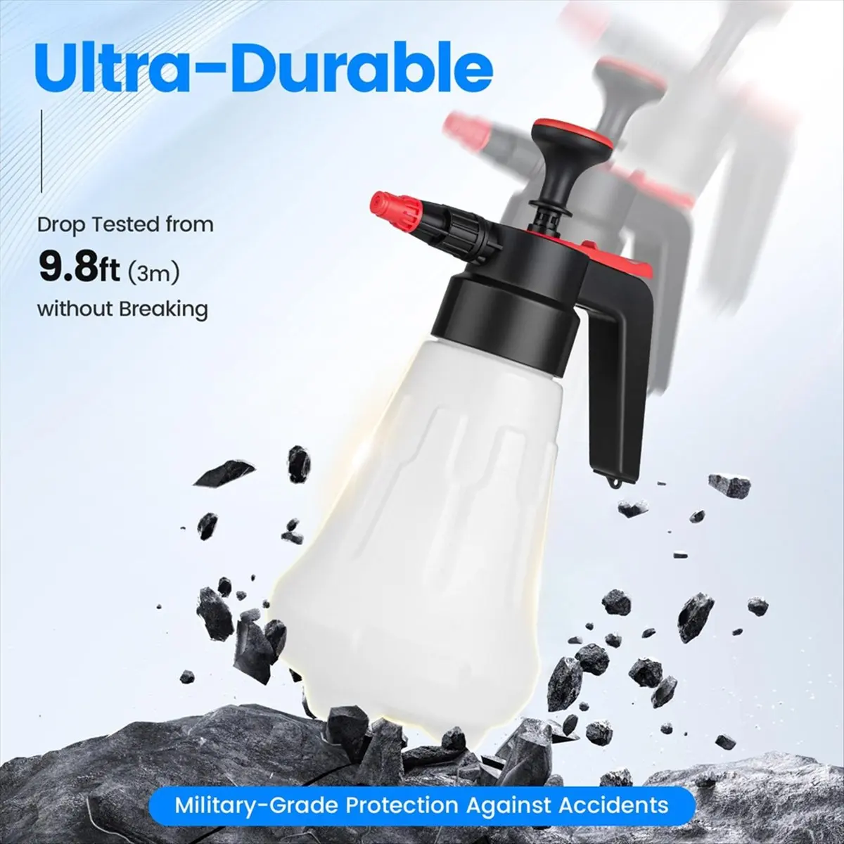 1.5L Pump Foam Sprayer, 50oz Car Wash Foam Sprayer, with 2 Adjustable Nozzles,for Car Washing and Lawn&Garden Care