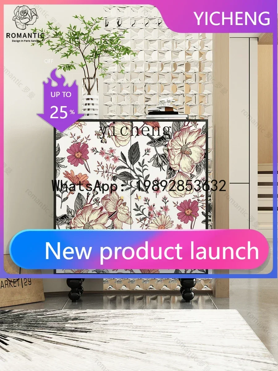 

1 Cream-Style Home Shoe Cabinet Home Doorway Entrance Cabinet Integrated Wall-Mounted Multifunctional Storage Locker