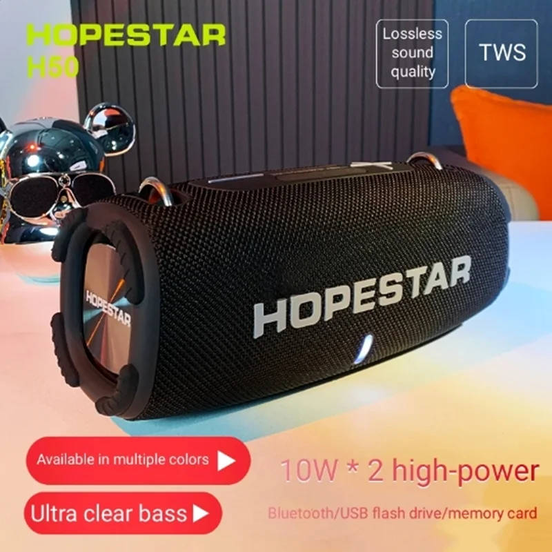 

HOPESTAR H50 Portable Wireless Speakers High-Power Big Music Box Outdoor Super Bass TWS Powerful Party Caixa De Som FM Radio AUX