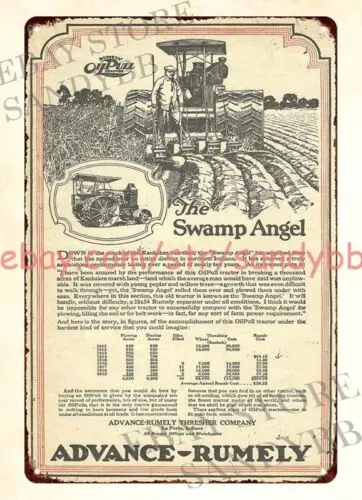 art posters 1920 Rumely OilPull Type F tractor farm machinery metal tin sign