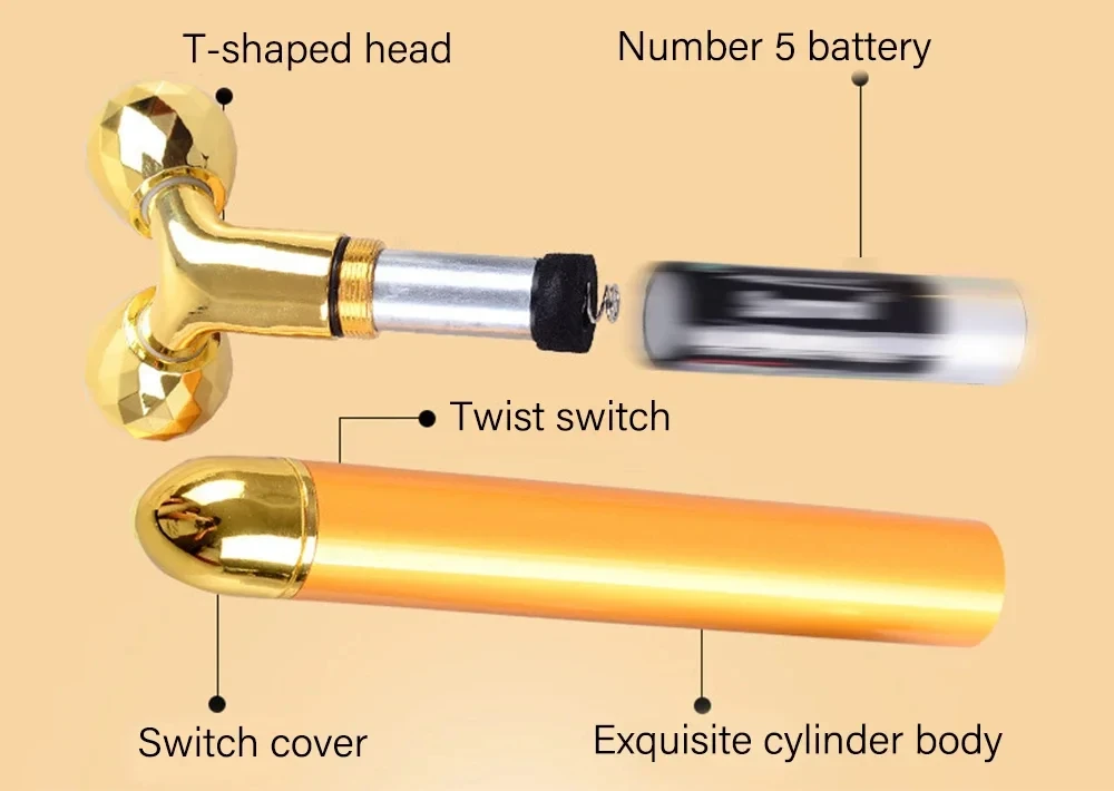 الجيل الجديد 24K الذهب مدلك بكرة الوجه الطاقة الجمال بار رفع وثبات المضادة للتجاعيد العناية بالبشرة الوجه التخسيس أداة