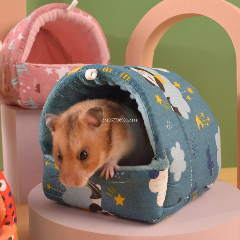 Cartoon Cute Rabbit Squirrel Mini Cage Guinea Pig Nest Small Animal Mice Rat Pet Sleeping Bed Hamster House Winter Warm Soft Mat