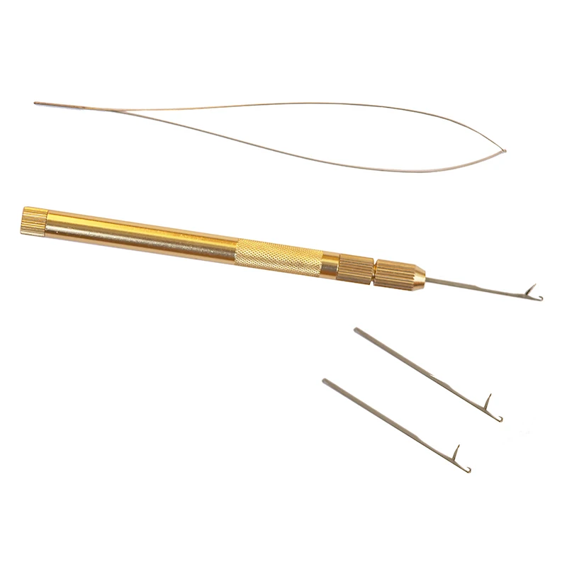 

Набор для наращивания волос из алюминия 4-в-1: инструмент для вытягивания, игла-нитевдеватель, инструмент для самостоятельного использования