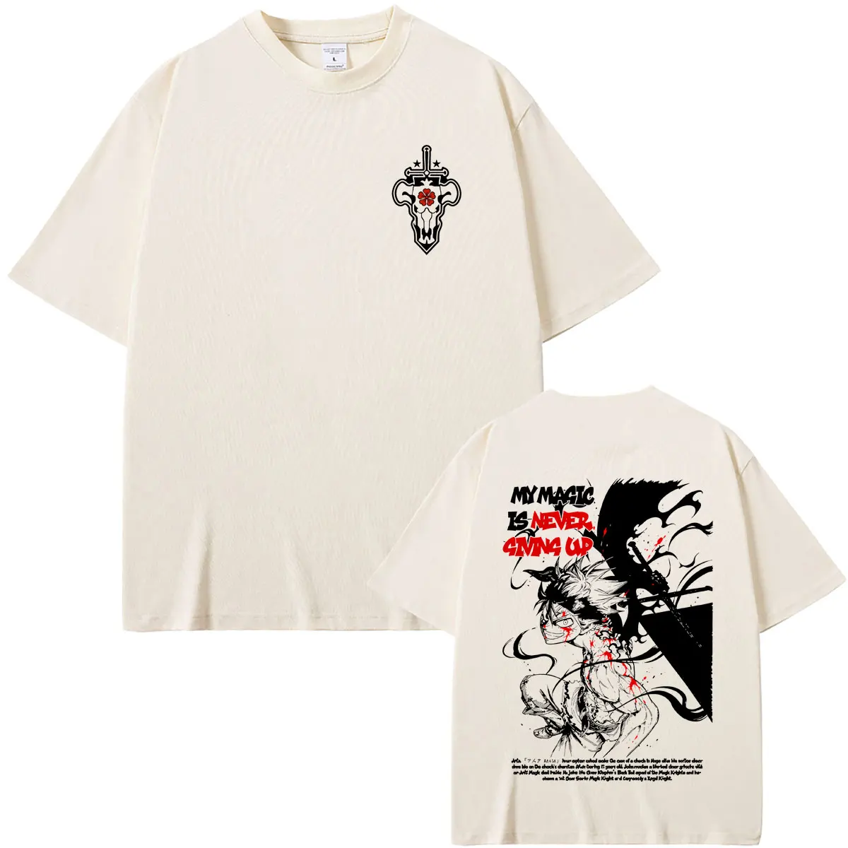Anime Black Clover Asta My Magic Is Never Giving Up T-shirt Men Women Cartoon Manga Oversized T Shirts Male Fashion Streetwear